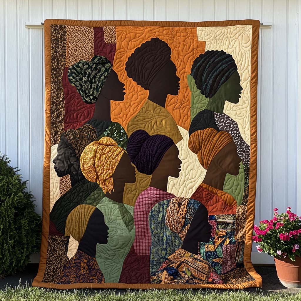 Divine Silhouettes Quilted Blanket Bed Room Decor Melanin African American Gifts - Marykun
