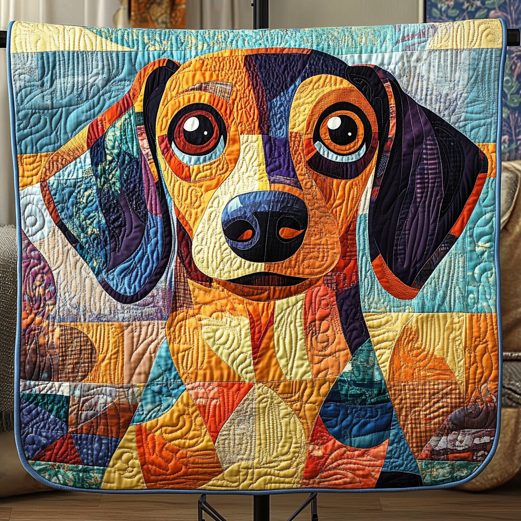 Dog Lover Quilted Blanket Christmas Holiday Sausage Dog Themed Gifts - Marykun
