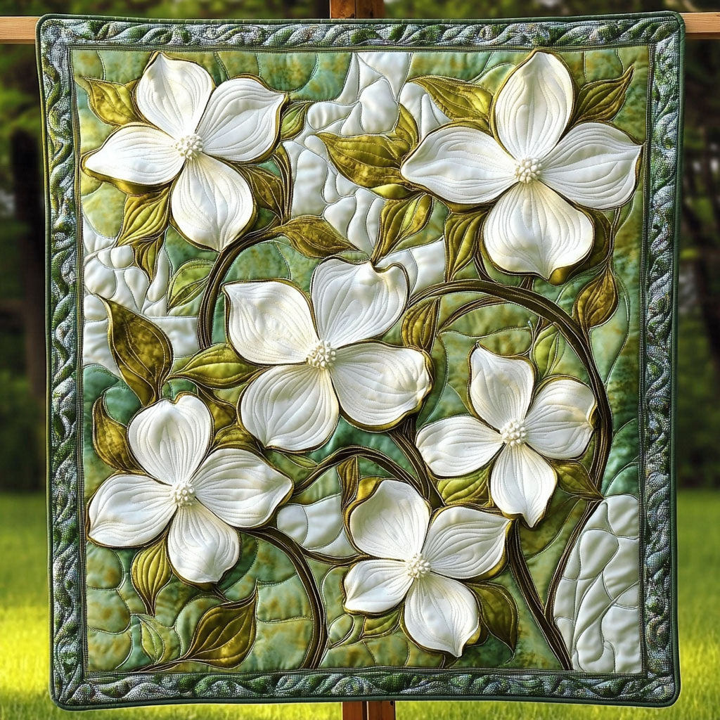 Dogwood Dream Quilted Blanket Cute Throw Blanket Christmas Flower Gifts - Marykun