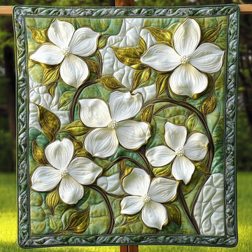 Dogwood Dream Quilted Blanket Cute Throw Blanket Christmas Flower Gifts - Marykun