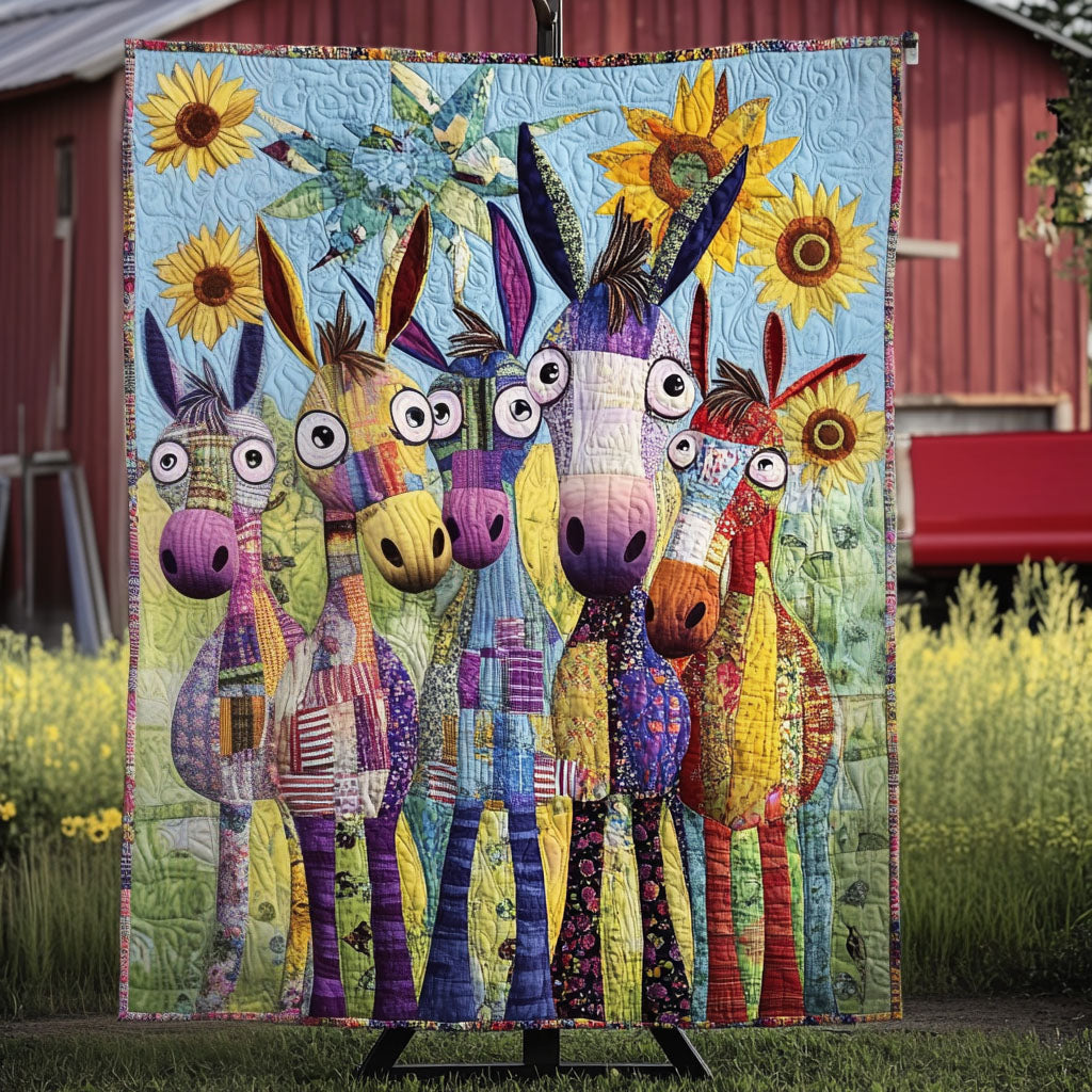Donkey Mischief Quilted Blanket Christmas Throw Blanket Donkey Presents - Marykun