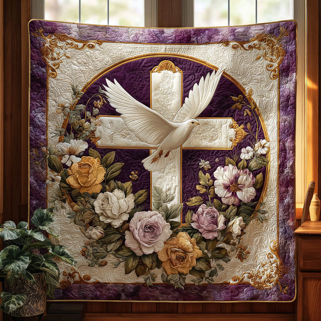 Dove and Petals Quilted Blanket Best Throw Blanket Jesus Gifts For Christmas - Marykun
