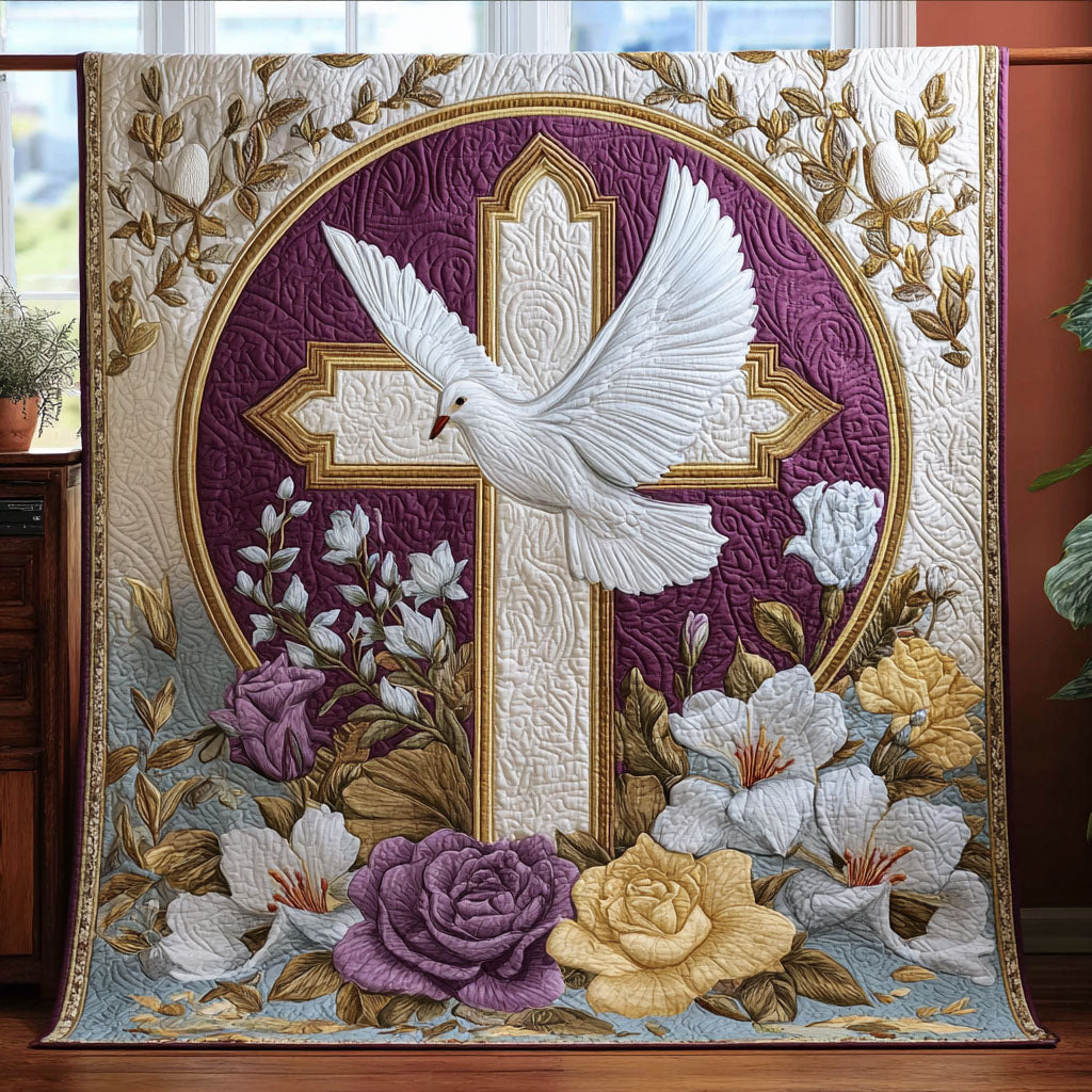 Dove in Bloom Quilted Blanket Sofa Couch Throw Blanket Unique Christian Gifts - Marykun