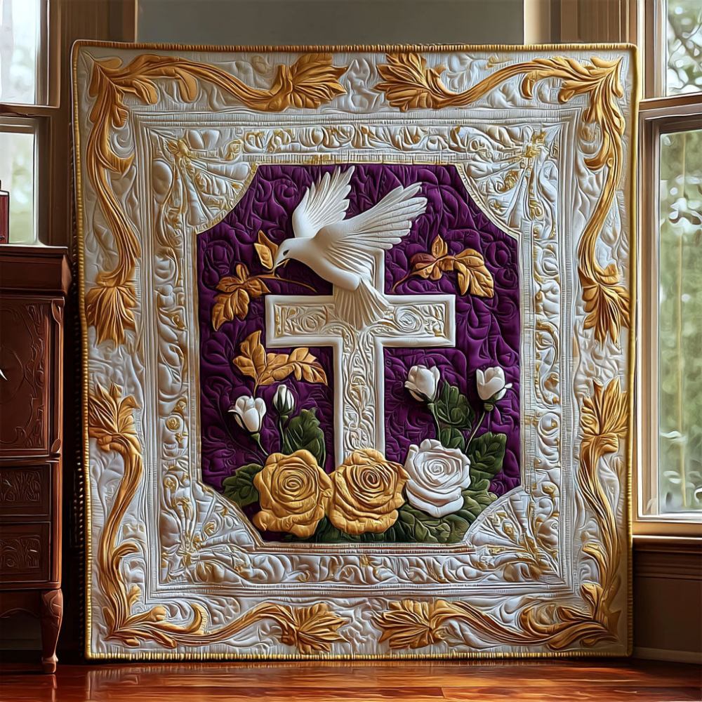 Dove of Hope Quilted Blanket Sofa Couch Throw Blanket Christian Gifts For Dad - Marykun