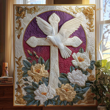 Dove of Peace Quilted Blanket Cute Bedroom Decor Christian Gifts For Friends - Marykun