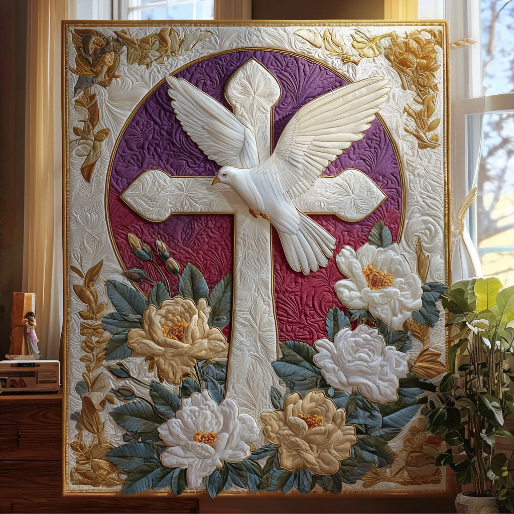 Dove of Peace Quilted Blanket Cute Bedroom Decor Christian Gifts For Friends - Marykun