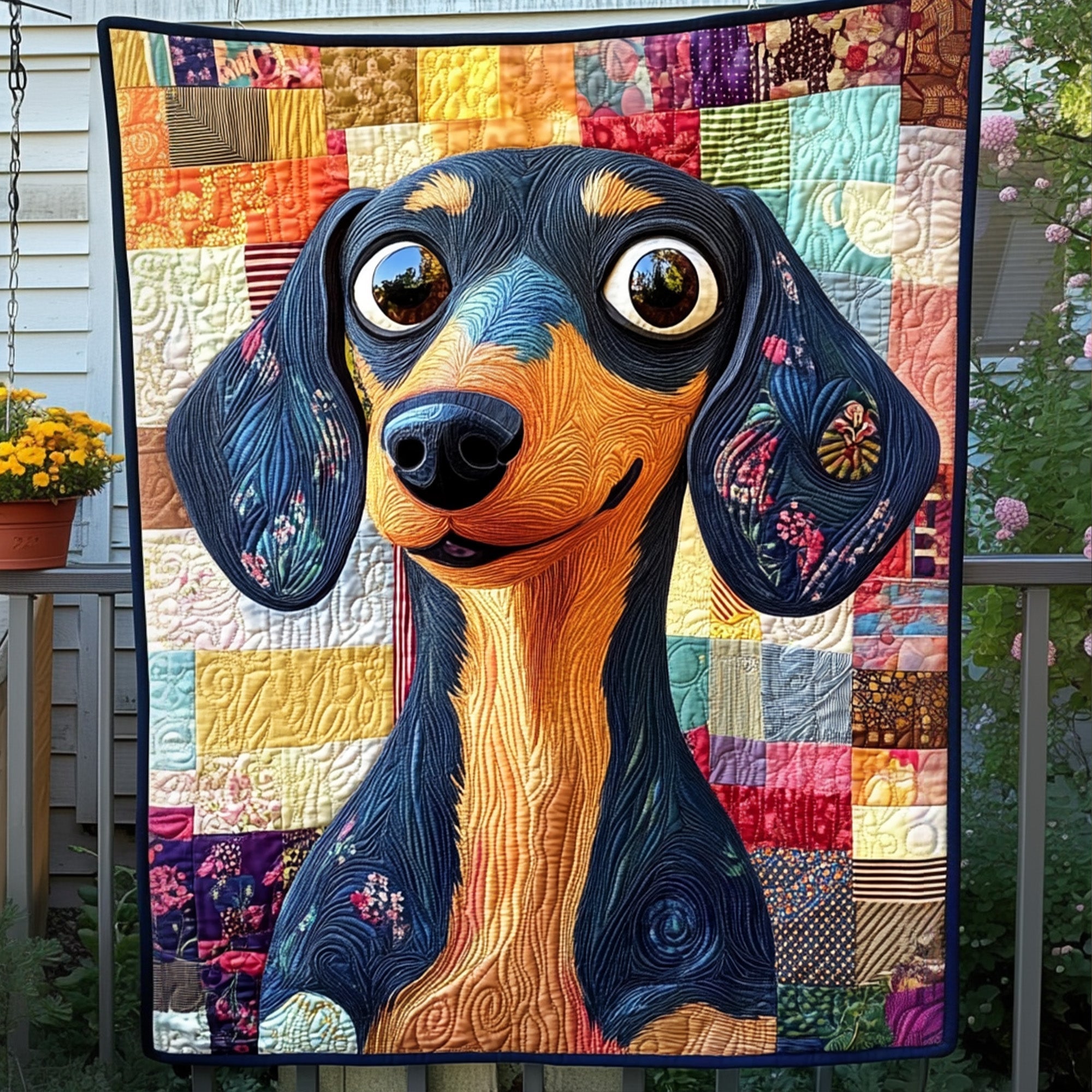 Doxie Cuteness Quilted Blanket Cute Throw Blanket Dachshund Gift Ideas - Marykun