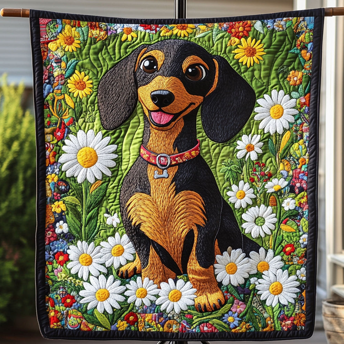 Doxie Delight Quilted Blanket Cute Throw Blanket Christmas Gifts For Dachshund Lovers - Marykun