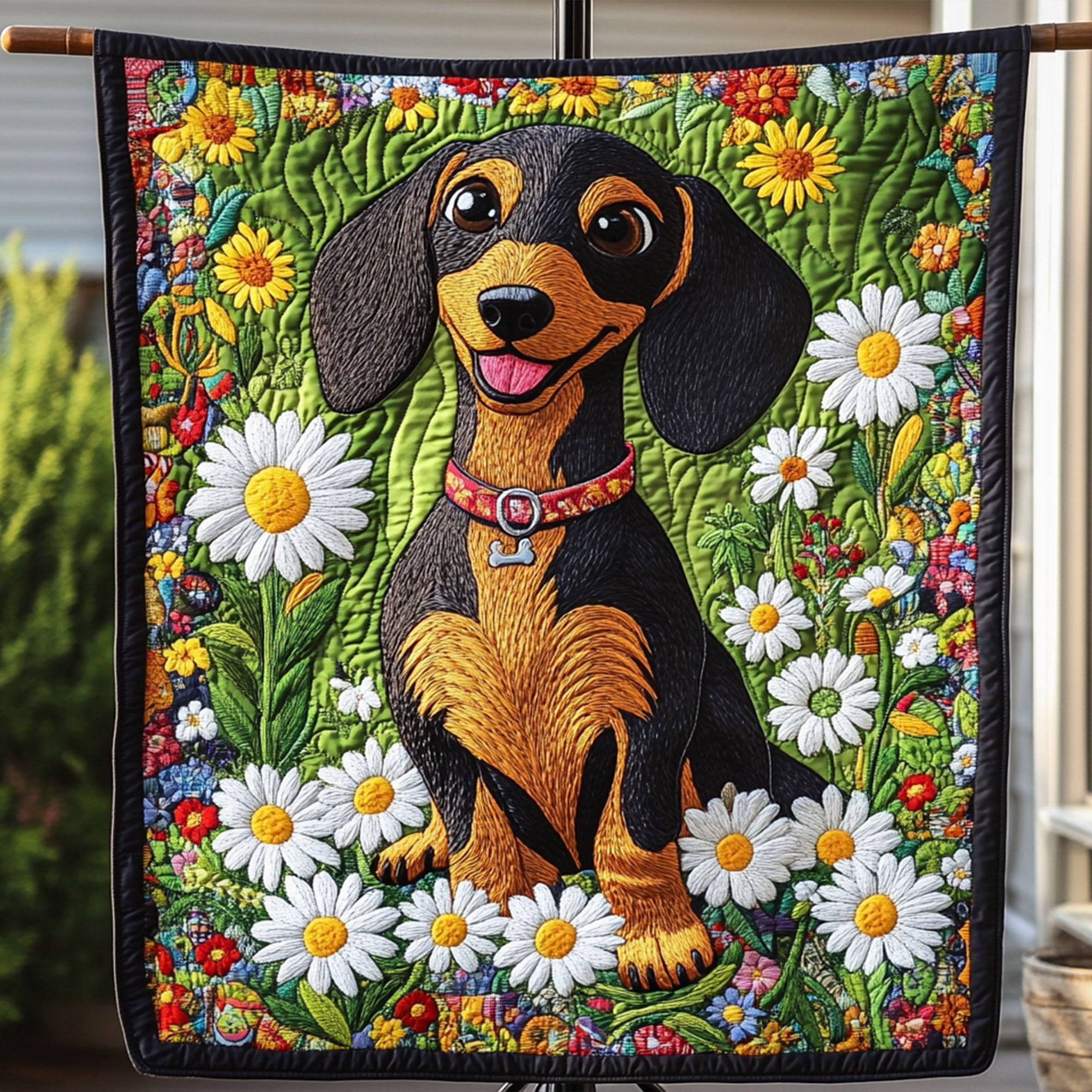 Doxie Delight Quilted Blanket Cute Throw Blanket Christmas Gifts For Dachshund Lovers - Marykun