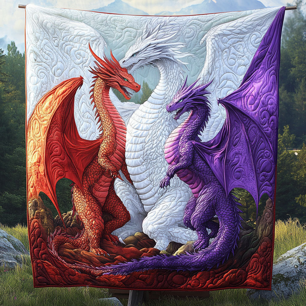 Dragon Conquest Quilted Blanket Holiday Throw Blanket Dragon Items For Lovers - Marykun