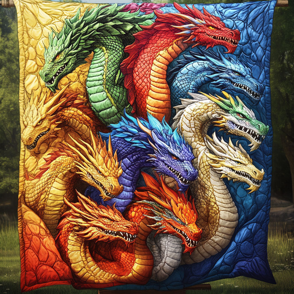 Dragon Roar Quilted Blanket Cute Bedroom Decor Best Dragon Gifts For Christmas - Marykun