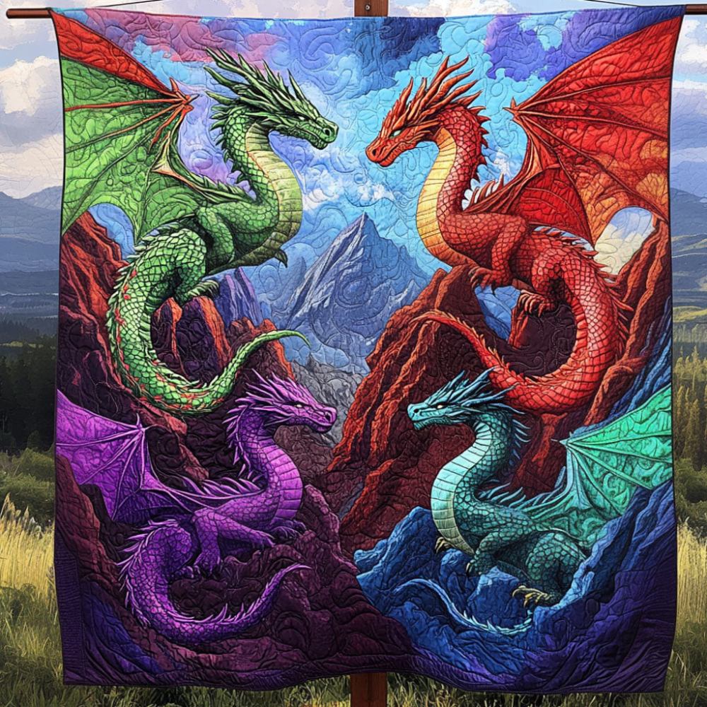 Dragonflight Quilted Blanket Bed Christmas Decor Birthday Presents For Dragon Lovers - Marykun
