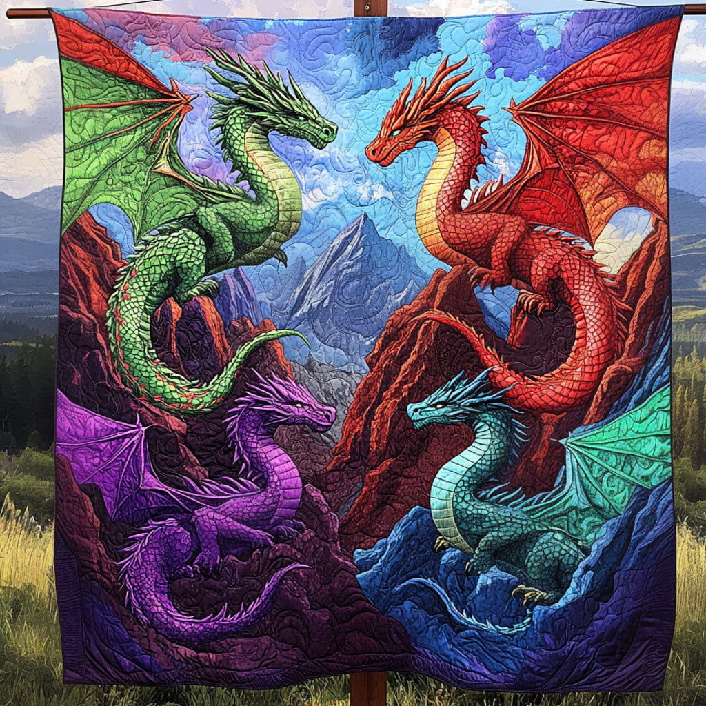 Dragonflight Quilted Blanket Bed Christmas Decor Birthday Presents For Dragon Lovers - Marykun