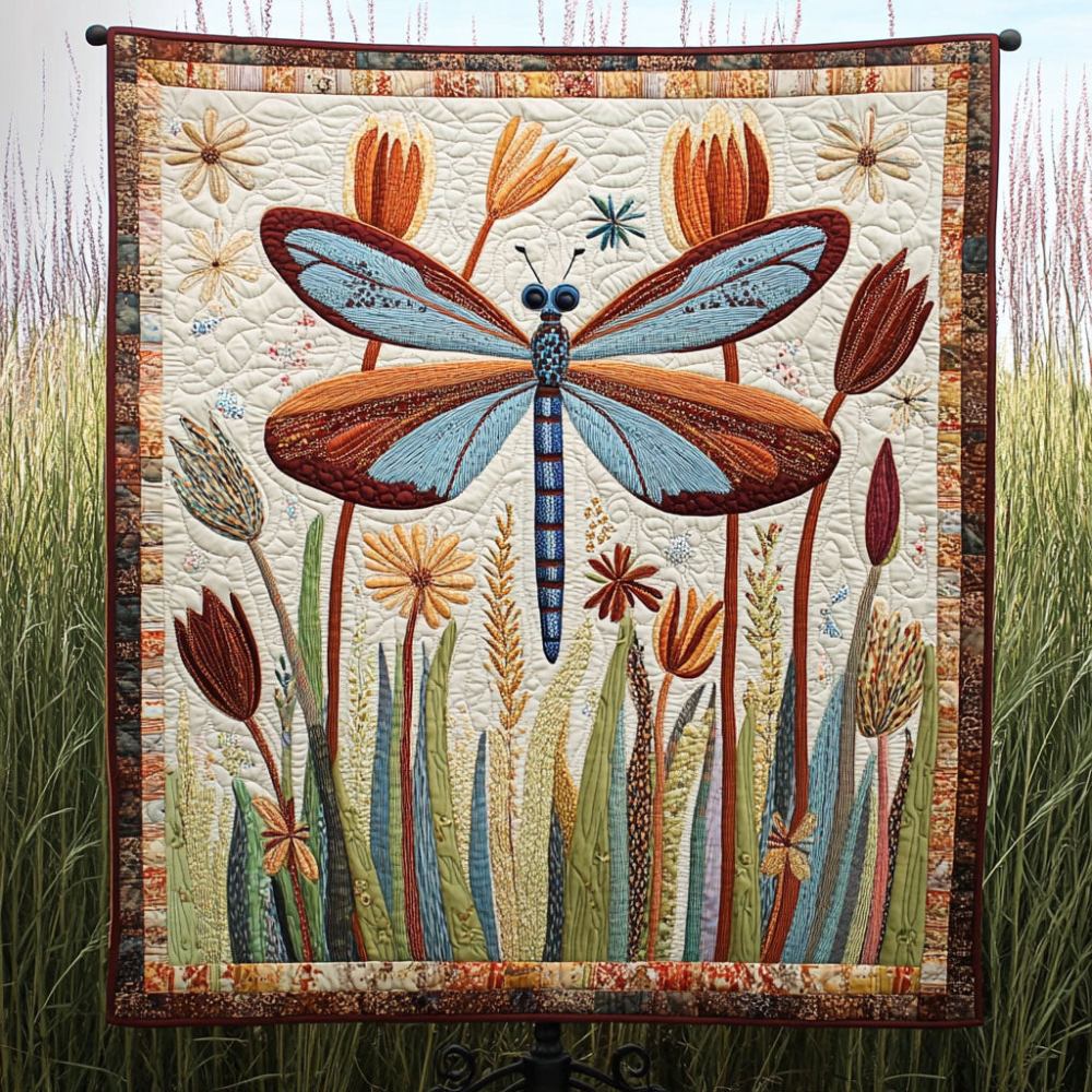 Dragonfly Bliss Quilted Blanket Bed Christmas Decor Great Dragonfly Lover Gifts - Marykun