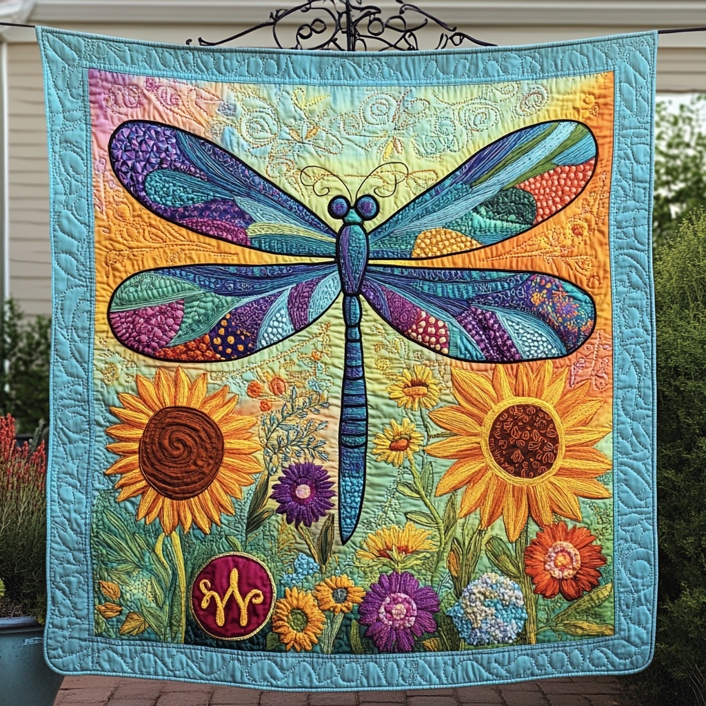 Dragonfly Flight Quilted Blanket Best Couch Throw Blanket Unique Octopus Gifts - Marykun