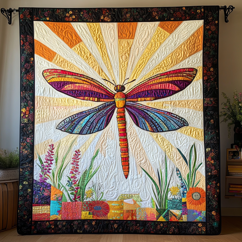 Dragonfly Grace Quilted Blanket Christmas Bedroom Decor Xmas Gifts For Family - Marykun