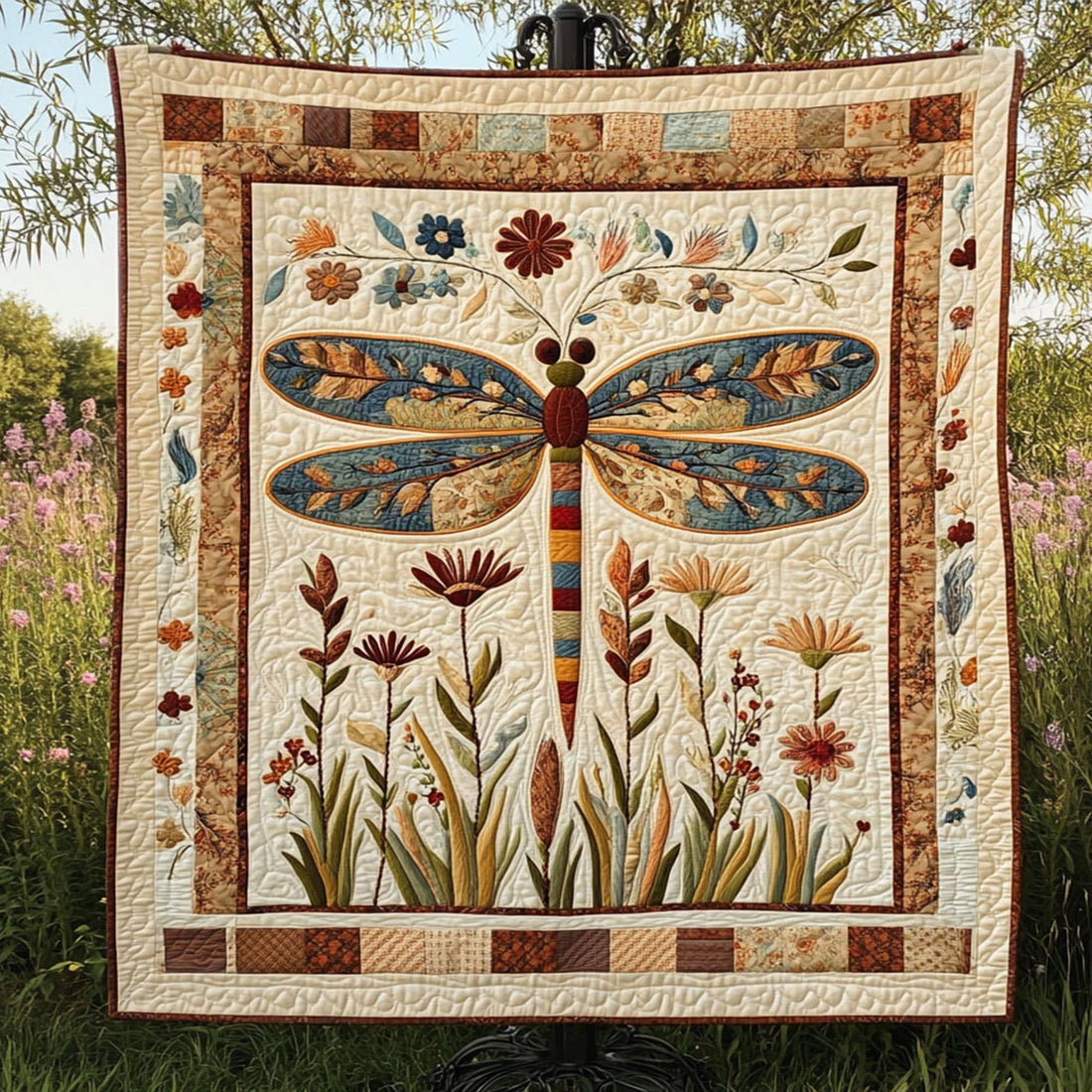 Dragonfly in the Breeze Quilted Blanket Best Throw Blanket Dragonfly Christmas Gifts - Marykun