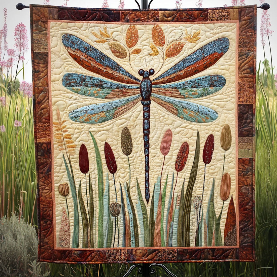 Dragonfly Reflection Quilted Blanket Best Throw Blanket Dragonfly Gift Items - Marykun