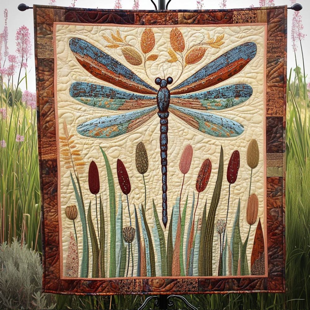 Dragonfly Reflection Quilted Blanket Best Throw Blanket Dragonfly Gift Items - Marykun