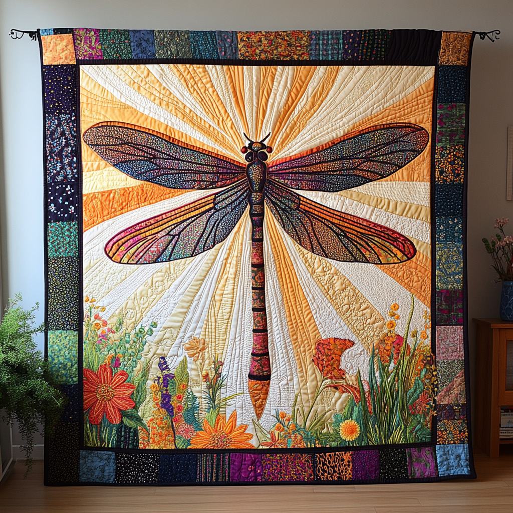 Dragonfly Spark Quilted Blanket Best Throw Blanket Family Christmas Presents - Marykun