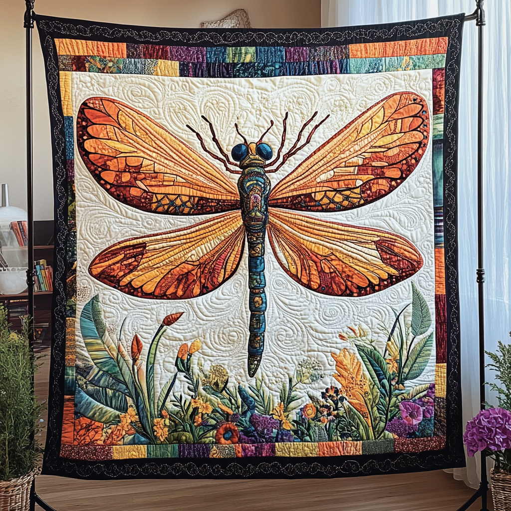 Dragonfly Wings Quilted Blanket Winter Decor Blanket Dragonfly Gifts For Mom - Marykun