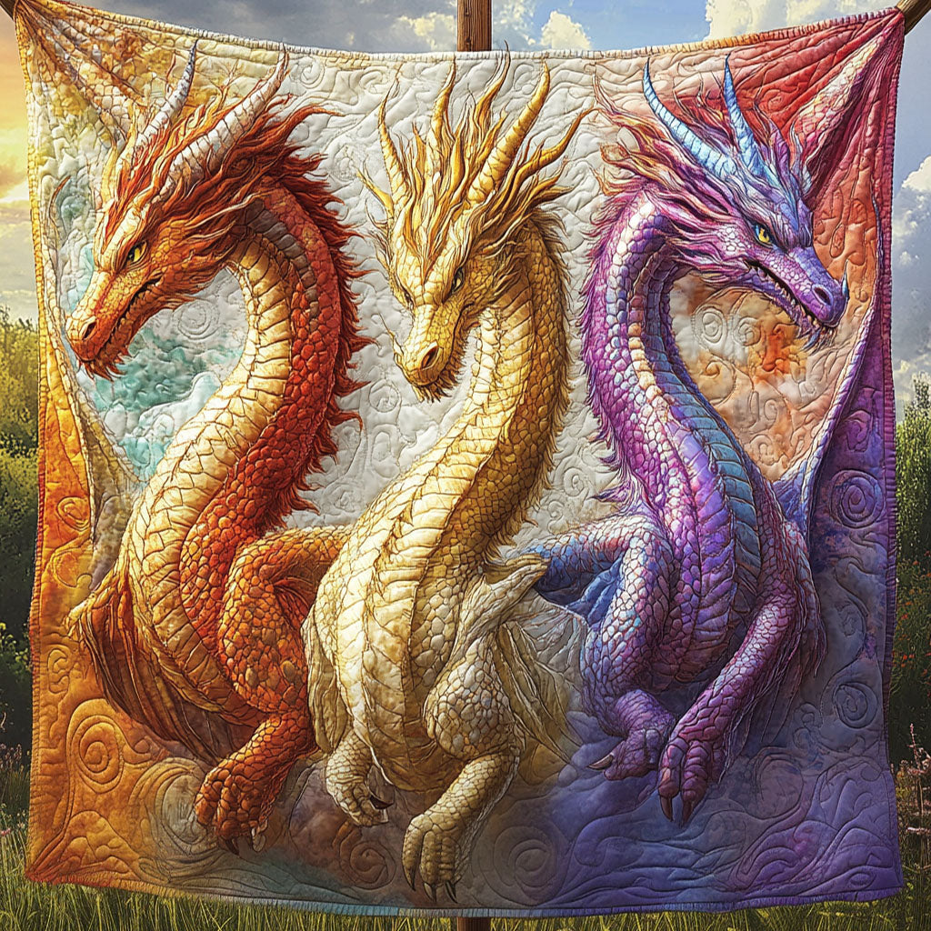 Dragons of Fate Quilted Blanket Sofa Couch Throw Blanket Dragon Themed Gift Items - Marykun