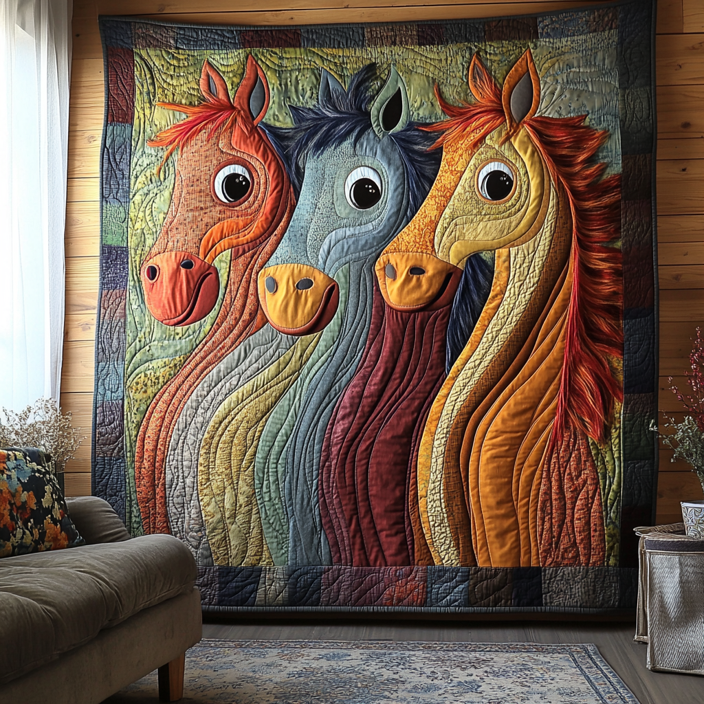Dreamy Horse Quilted Blanket Cool Throw Blanket Good Gifts For Horse Owners - Marykun