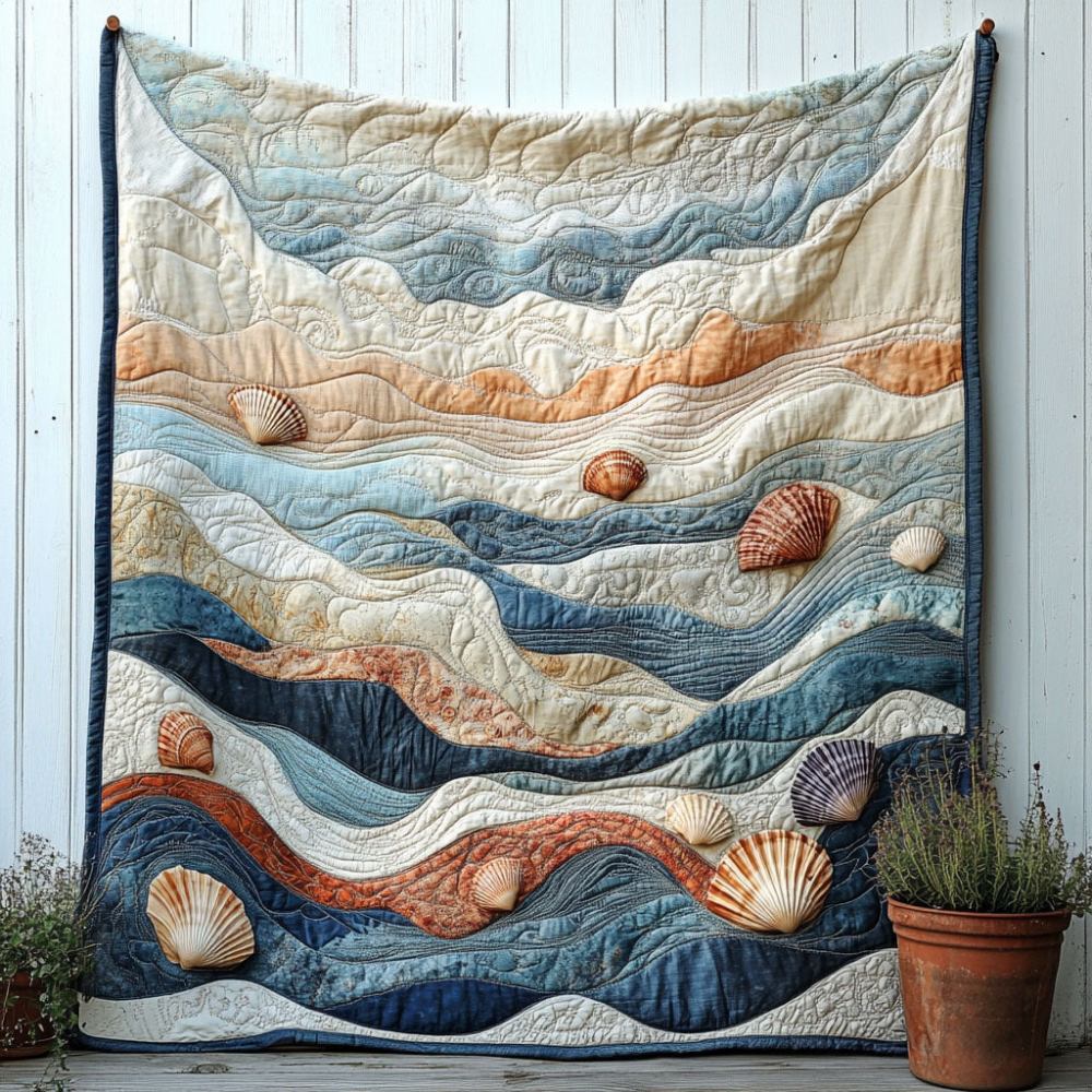 Drifted Whispers Quilted Blanket Nice Throw Blanket Presents For Ocean Lovers - Marykun