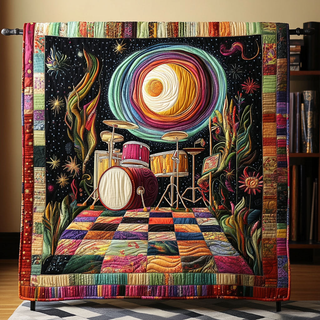 Drumline Bliss Quilted Blanket Best Couch Throw Blanket Secret Santa Gifts For Drummers - Marykun