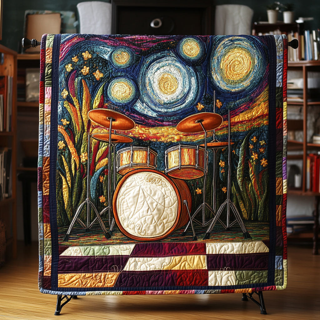 Drumset in Paradise Quilted Blanket Sofa Couch Throw Blanket Secret Santa Gifts For Drummers - Marykun