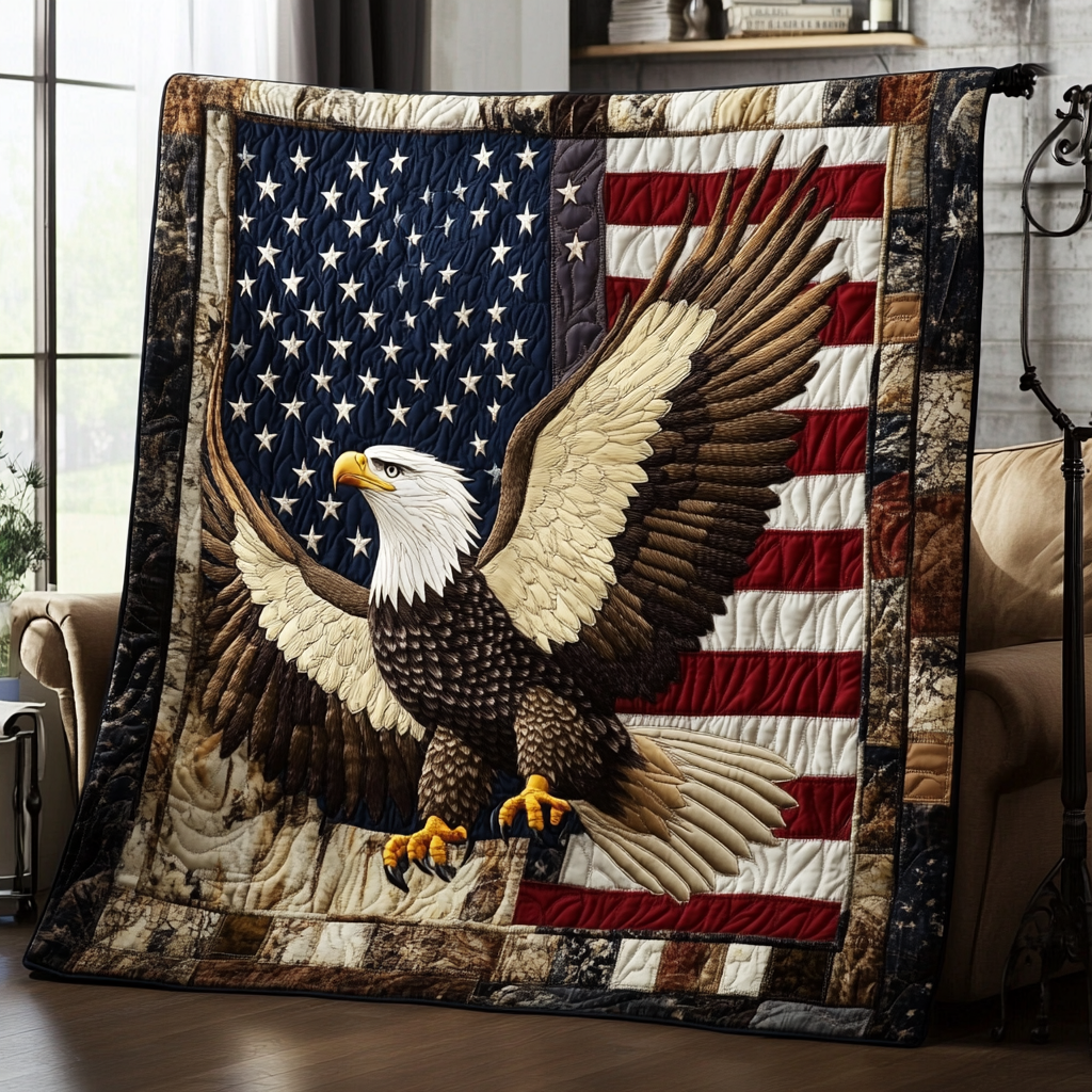 Eagle Pride Quilted Blanket Cute Throw Blanket Best Gifts For Owl Lovers - Marykun
