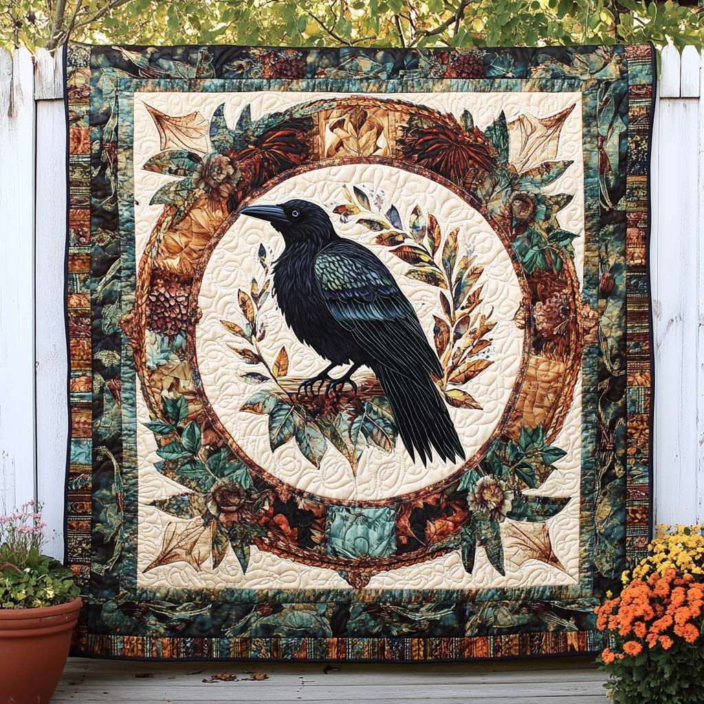Ebon Flight Quilted Blanket Bed Christmas Decor Raven Bird Gifts - Marykun