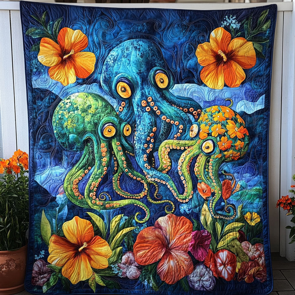 Eightfold Grace Quilted Blanket Cute Throw Blanket Unique Octopus Gifts - Marykun