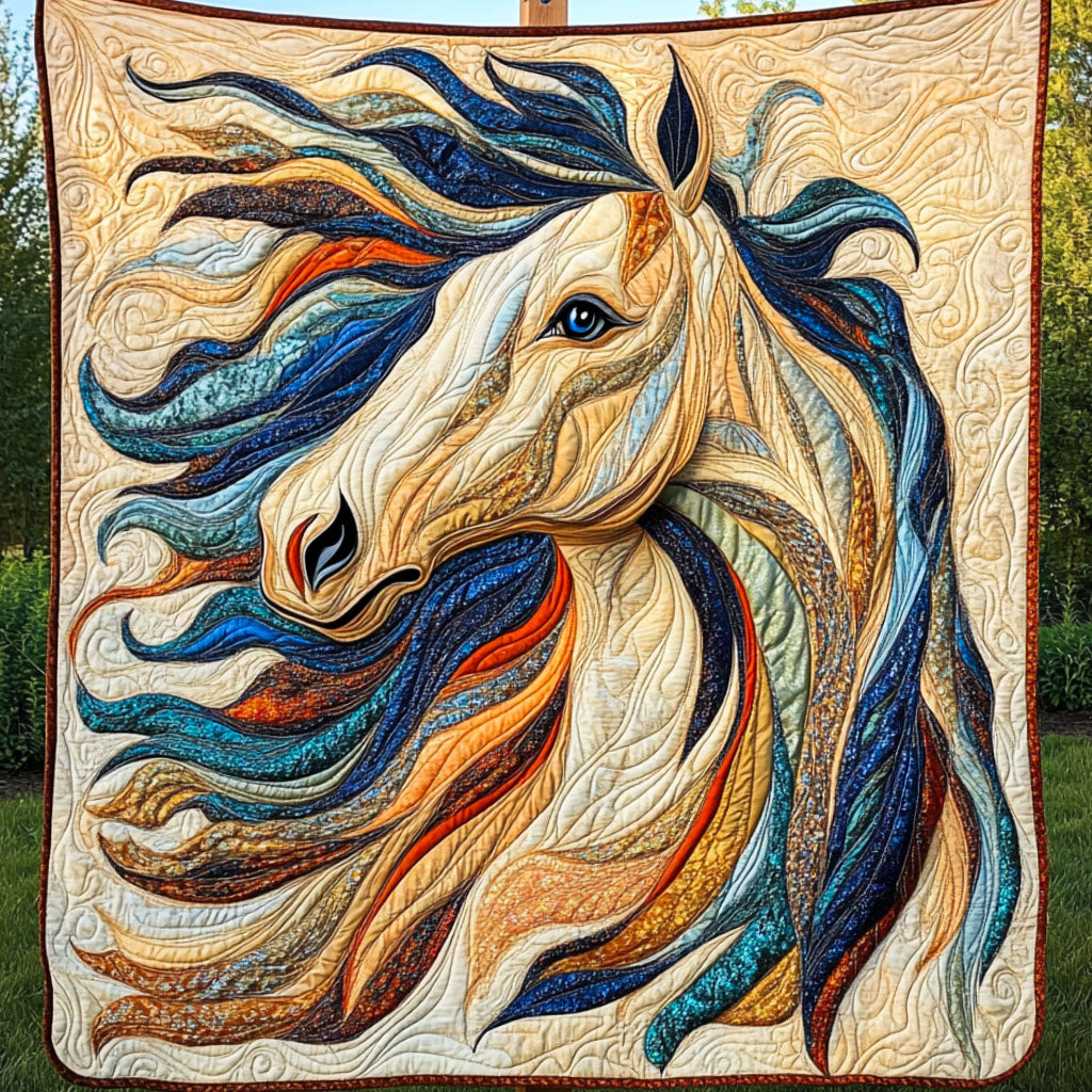 Electric Gallop Quilted Blanket Bed Christmas Decor Gifts For Horse Lovers Woman - Marykun