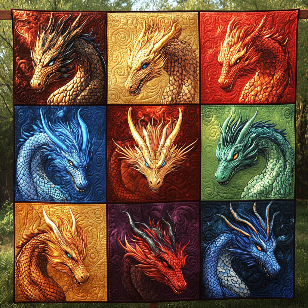 Elemental Dragons Quilted Blanket Best Couch Throw Blanket Great Dragon Lover Gift Ideas - Marykun