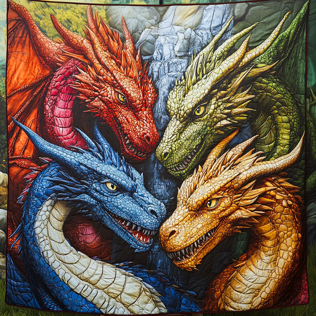 Elemental Fury Quilted Blanket Bedroom Xmas Decor Unique Best Gifts For DragonLovers - Marykun