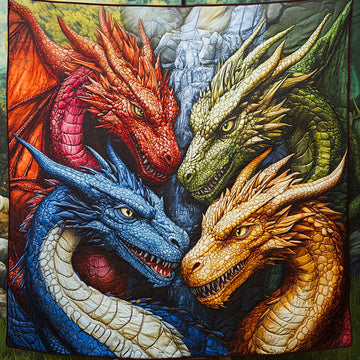 Elemental Fury Quilted Blanket Bedroom Xmas Decor Unique Best Gifts For DragonLovers - Marykun