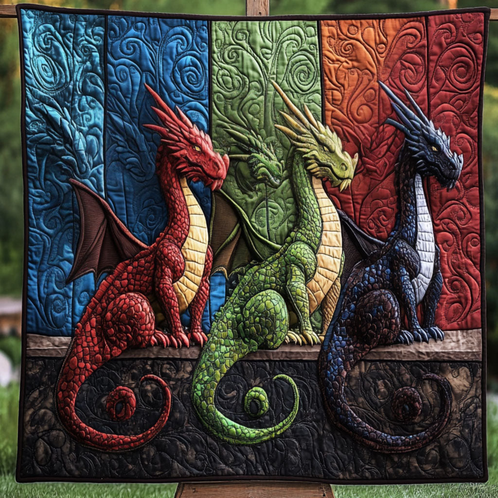 Elemental Guardians Quilted Blanket Cute Throw Blanket Dragon Presents For Men - Marykun