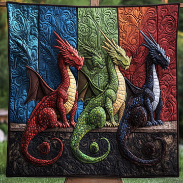 Elemental Guardians Quilted Blanket Cute Throw Blanket Dragon Presents For Men - Marykun