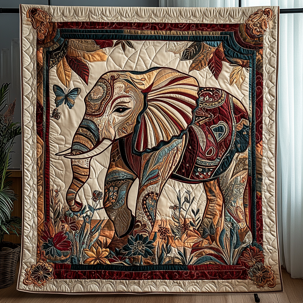 Elephant Heritage Quilted Blanket Christmas Throw Blanket Gifts For A Turtle Lover - Marykun