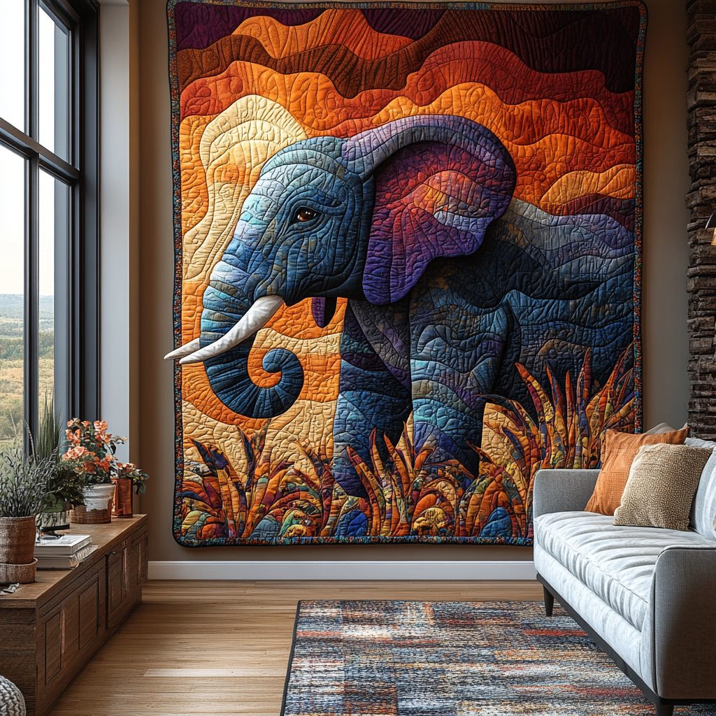 Elephant Journey Quilted Blanket Cute Throw Blanket Best Unique Gifts For Bear Lovers - Marykun