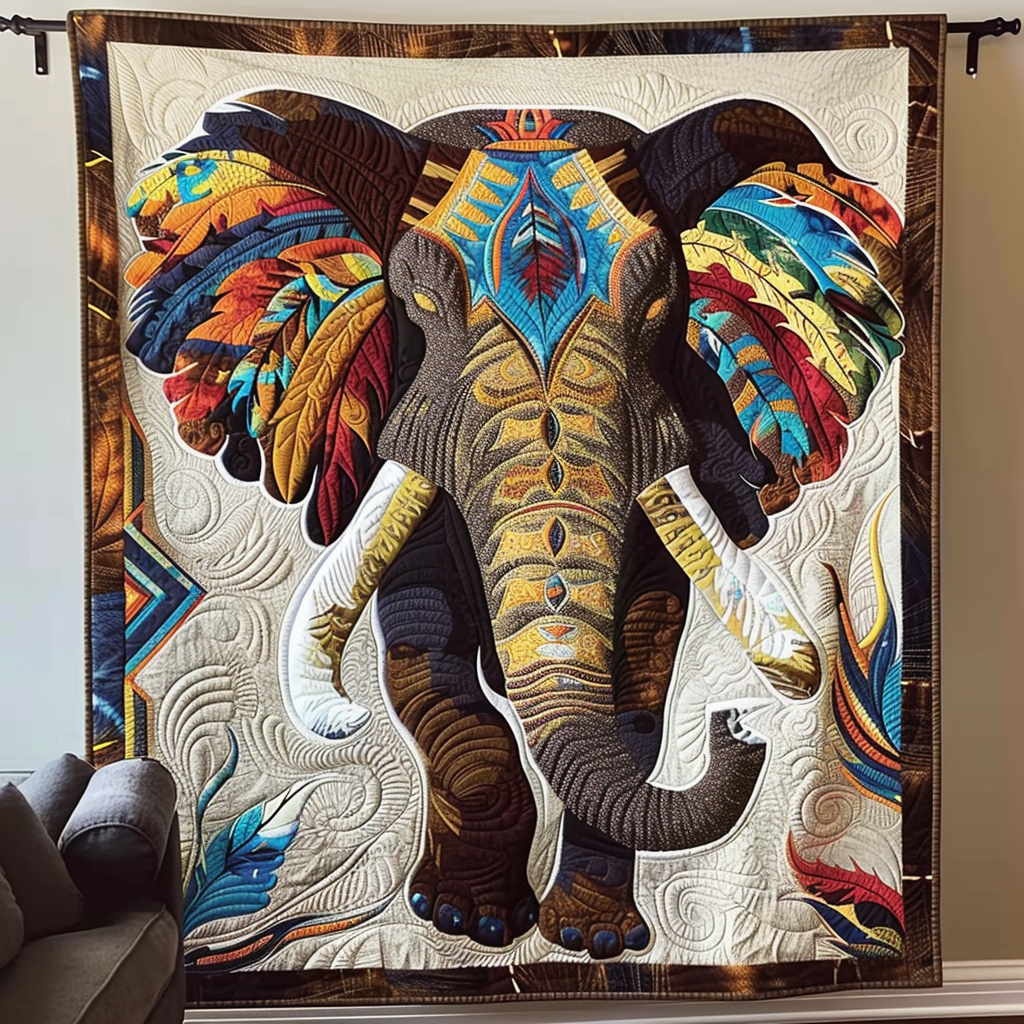 Elephant Spirit Quilted Blanket Christmas Bedroom Decor Gift For Elephant Lovers - Marykun