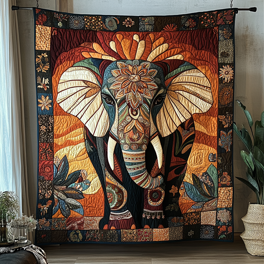 Elephant Strength Quilted Blanket Christmas Holiday Best Unique Gifts For Elephant Lovers - Marykun
