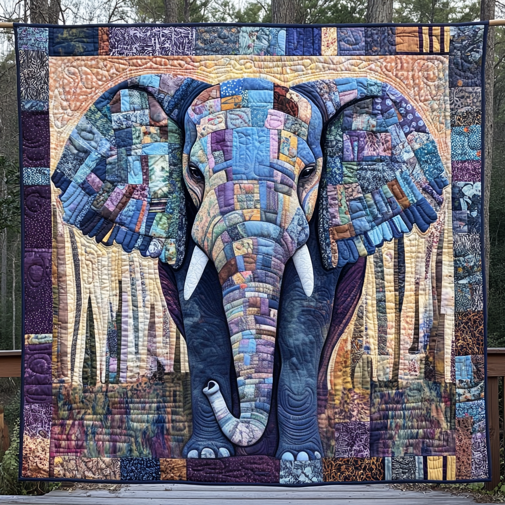 Elephant Tranquility Quilted Blanket Christmas Bedroom Decor Cute Gift For Elephant Lovers - Marykun