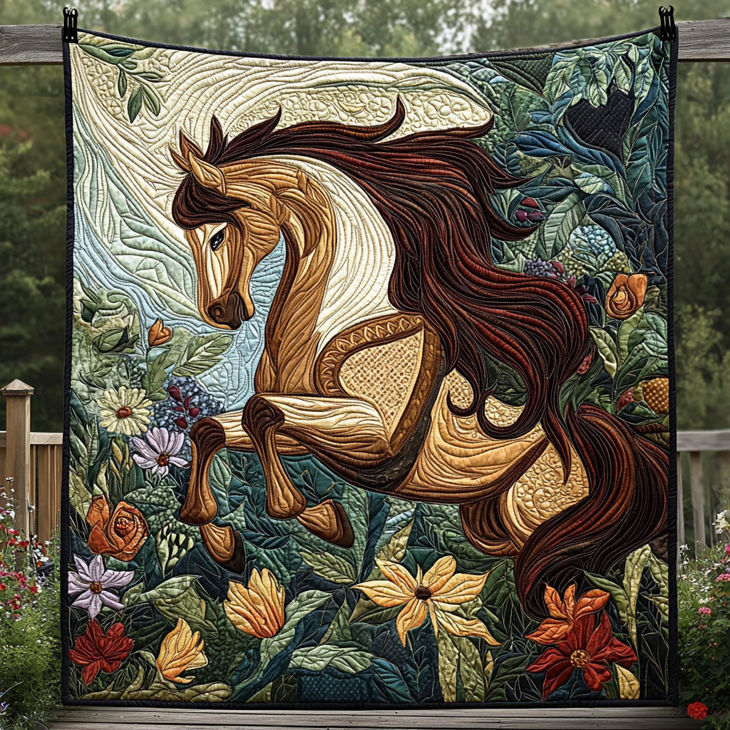 Enchanted Horse Quilted Blanket Bed Christmas Decor Christian Gifts For Girlfriend - Marykun