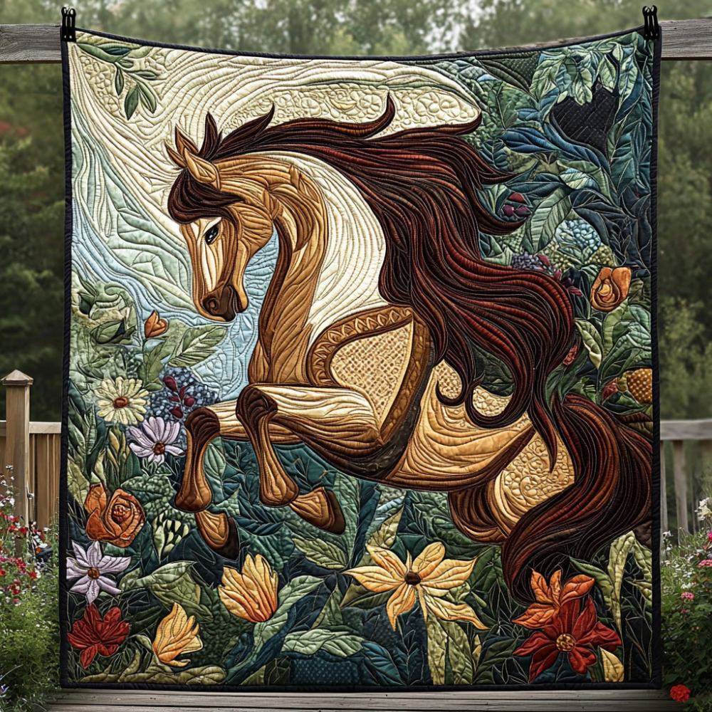 Enchanted Horse Quilted Blanket Bed Christmas Decor Christian Gifts For Girlfriend - Marykun