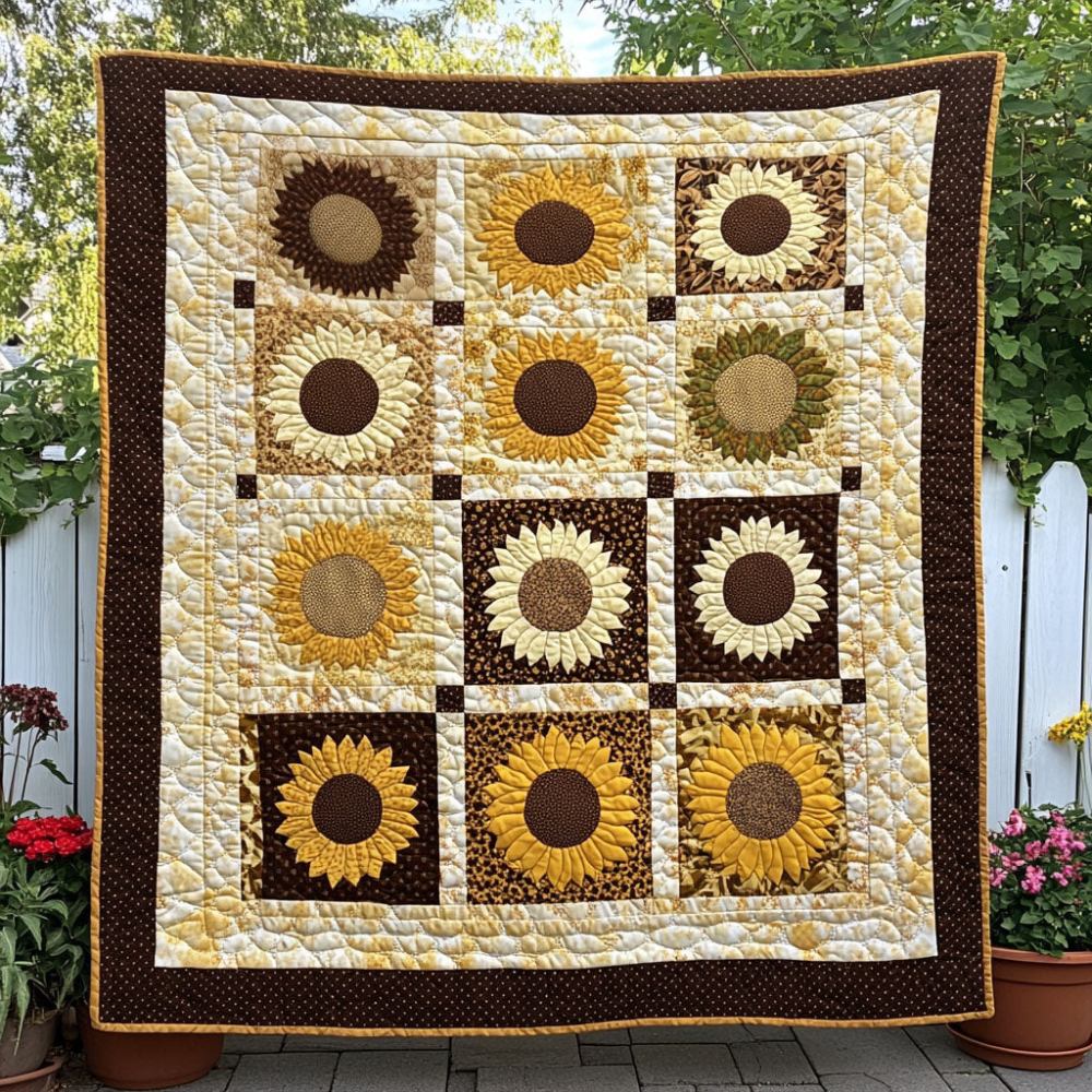Endless Bloom Quilted Blanket Best Couch Throw Blanket Sunflower Gifts For Mom - Marykun