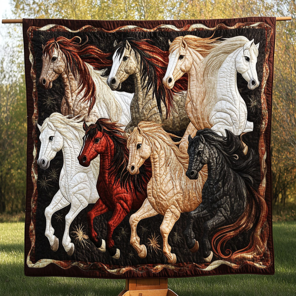 Equine Harmony Quilted Blanket Christmas Room Decor Birthday Present Ideas For Horse Lover - Marykun