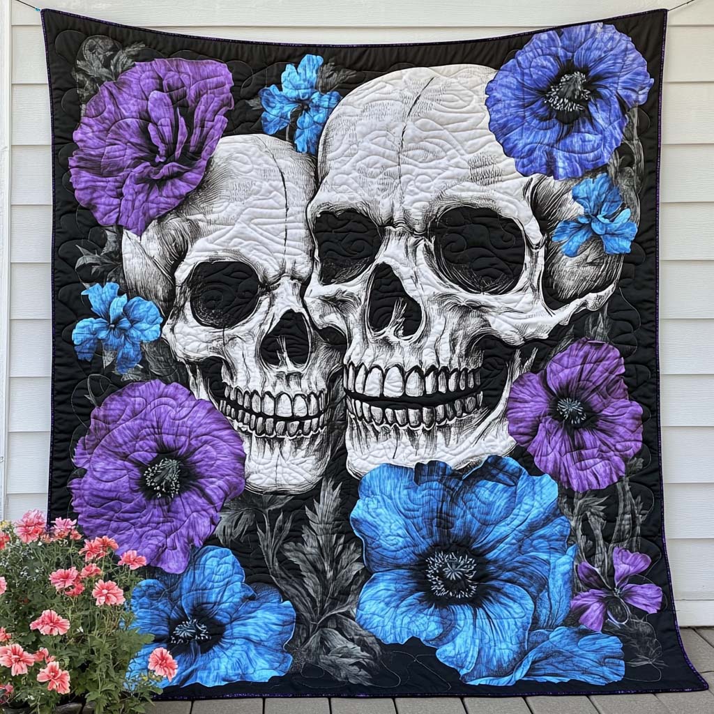 Eternal Bond Quilted Blanket Christmas Throw Blanket Gifts For Skull Lovers - Marykun