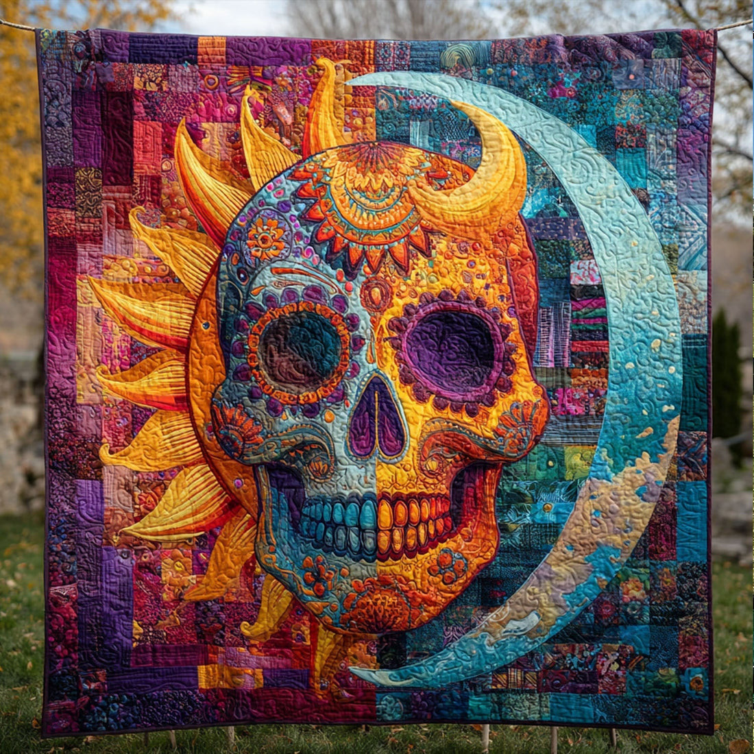 Eternal Bones Quilted Blanket Nice Throw Blanket Skull Related Gifts - Marykun
